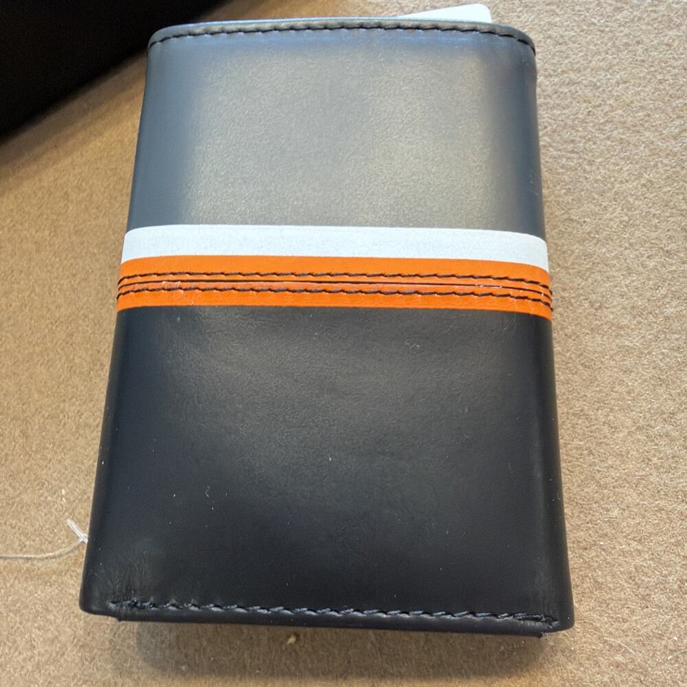 Harley Davidson Trifold Wallet Black Gray Orange MWMO16 RFID - Picture 9 of 10